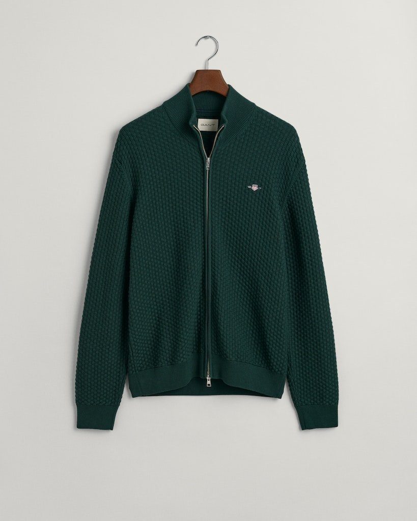 Gant Strickcape GANT / He.Strickjacke, -weste / COTTON TEXTURE ZIP CARDIGAN
