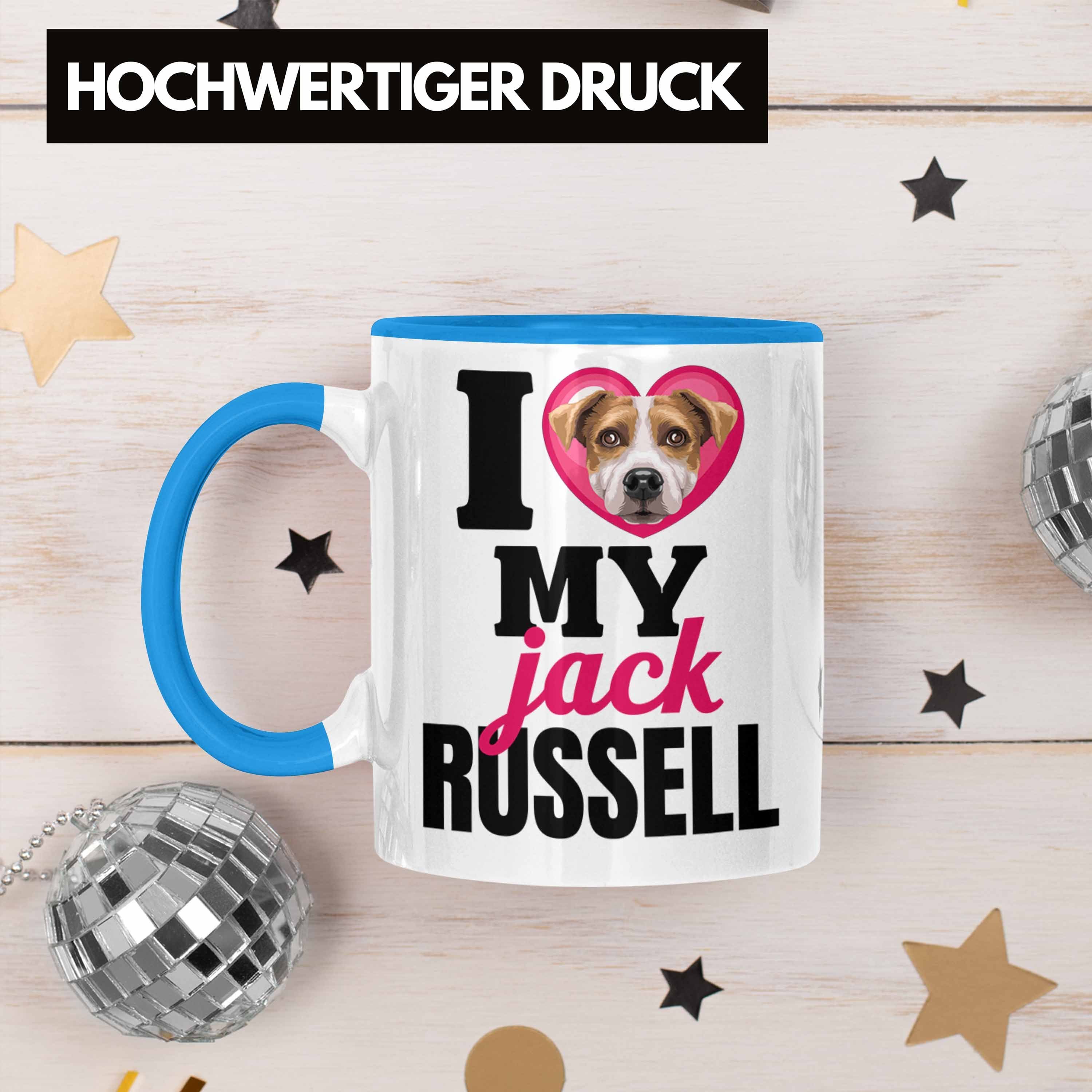 Trendation Tasse Jack Russell Besitzerin Blau Spruch Lustiger Geschenk Geschenkidee Tasse I