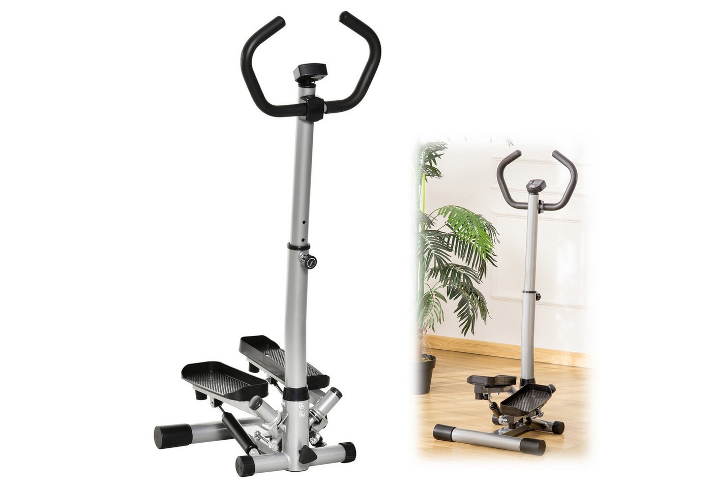 BAYMATE Crosstrainer Heimtrainer (verstellbare Geschwindigkeit, für Bein- und Po-Training, LCD-Bildschirm), Stepper Heimtrainer Fitnessgerät mit Handgriff