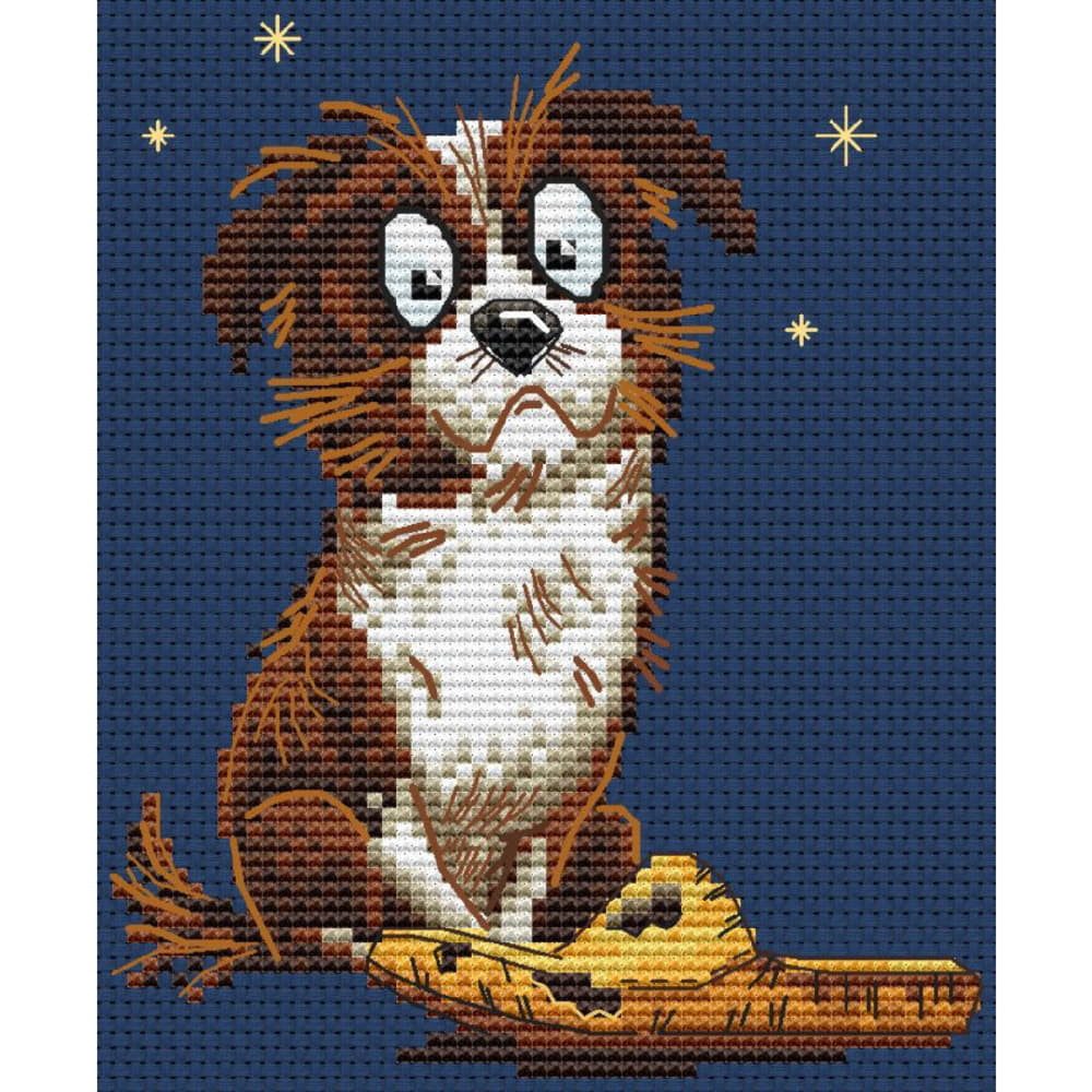Collection D'art Kreativset CDA Kreuzstich Stickpackung "Freundlicher Wuff I", Zählmuster, 11x13cm, (embroidery kit by Marussia)