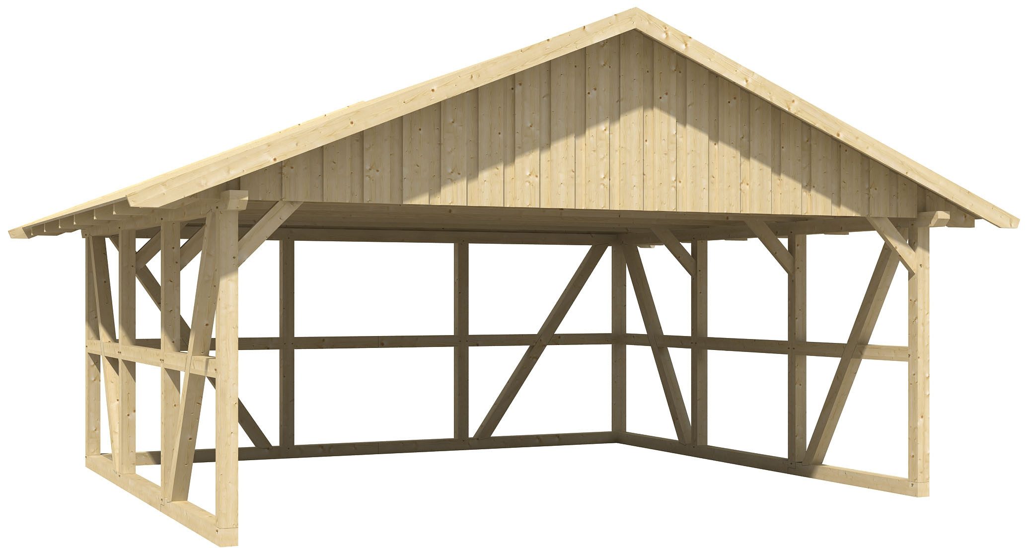 Skanholz Doppelcarport Schwarzwald, BxT: 684x600 cm, 220 cm Einfahrtshöhe, mit Rückwand, mit Dachschalung