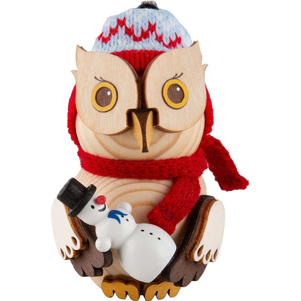 Kuhnert Dekofigur Mini-Eule mit Schneemann (7cm) von Drechslerei Kuhnert