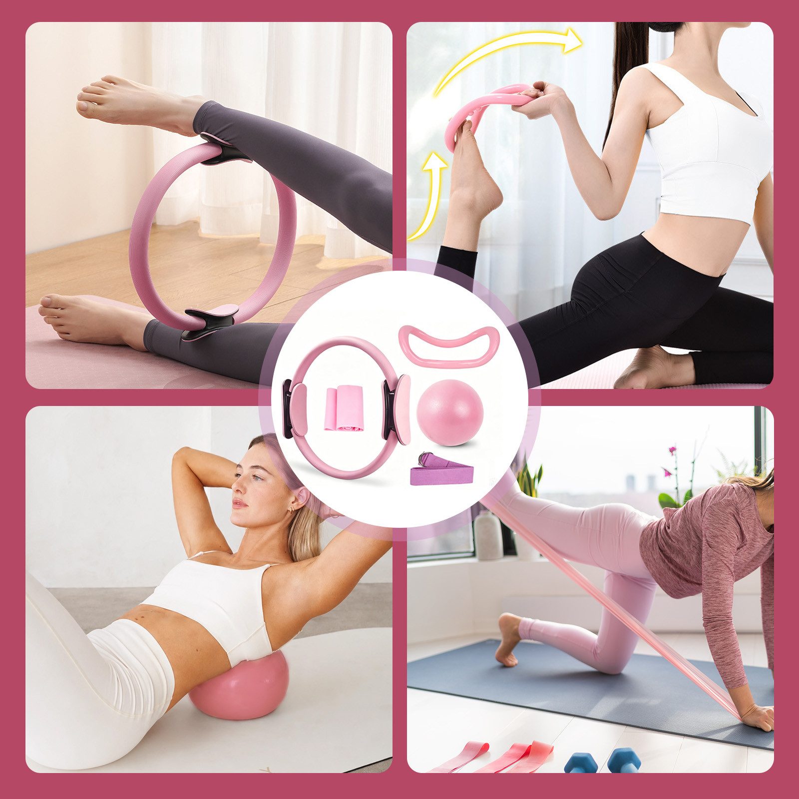 AKKEE Pilates-Ring Pilates Set für Zuhause mit Widerstandsgürtel