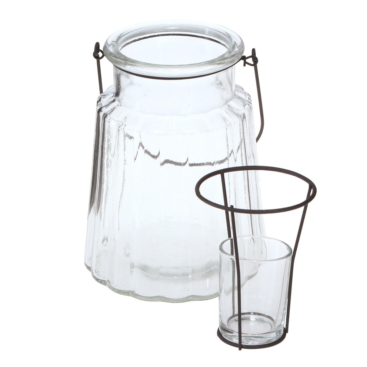 Posiwio Windlicht Glaswindlicht mit Henkel - Kerzenhalter Deko Ø14cm H18cm