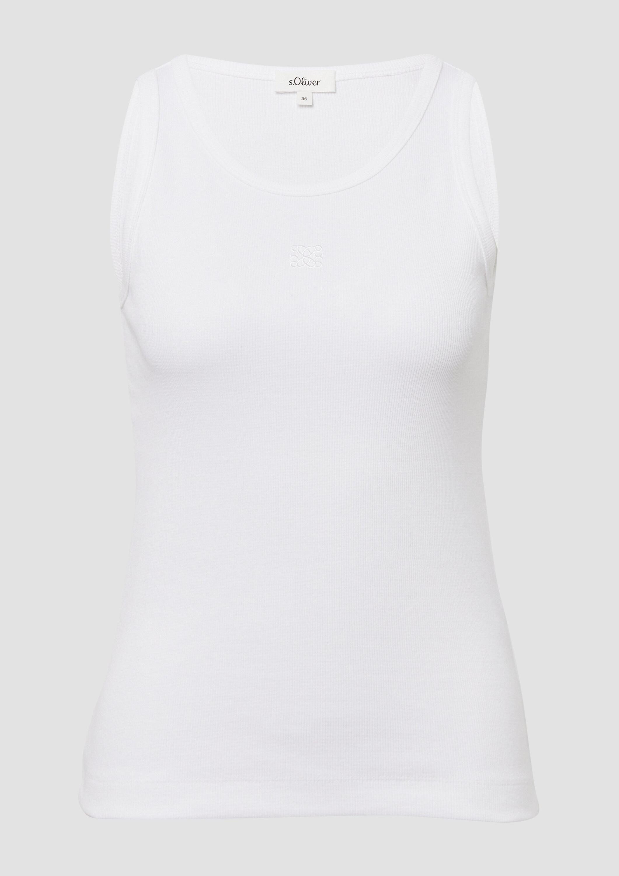 s.Oliver Muscleshirt T-Shirt Ripp-Top im Slim Fit mit Stickerei