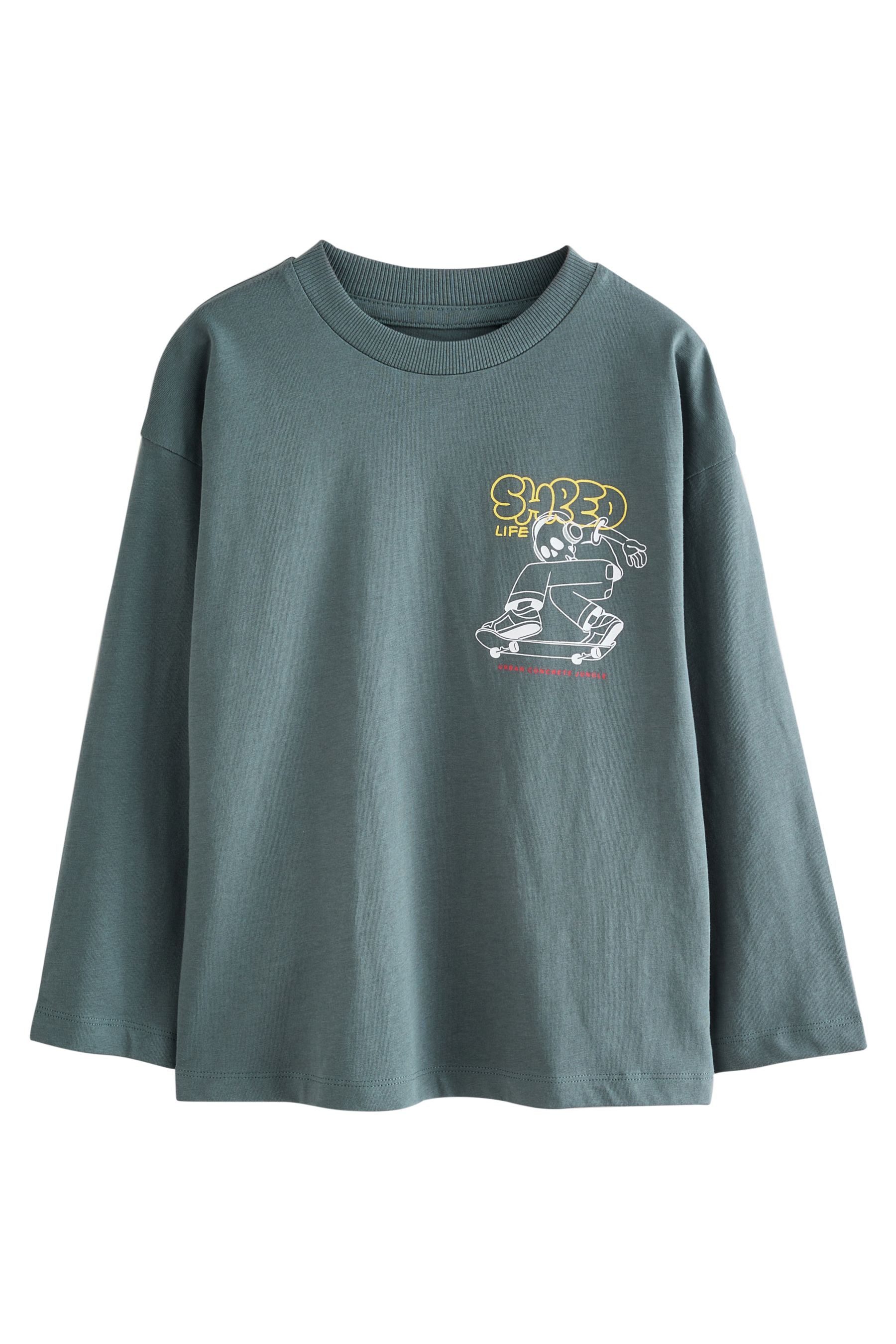 Next Langarmshirt Relaxed Fit Langarmshirt mit Print aus Baumwolle (1-tlg)