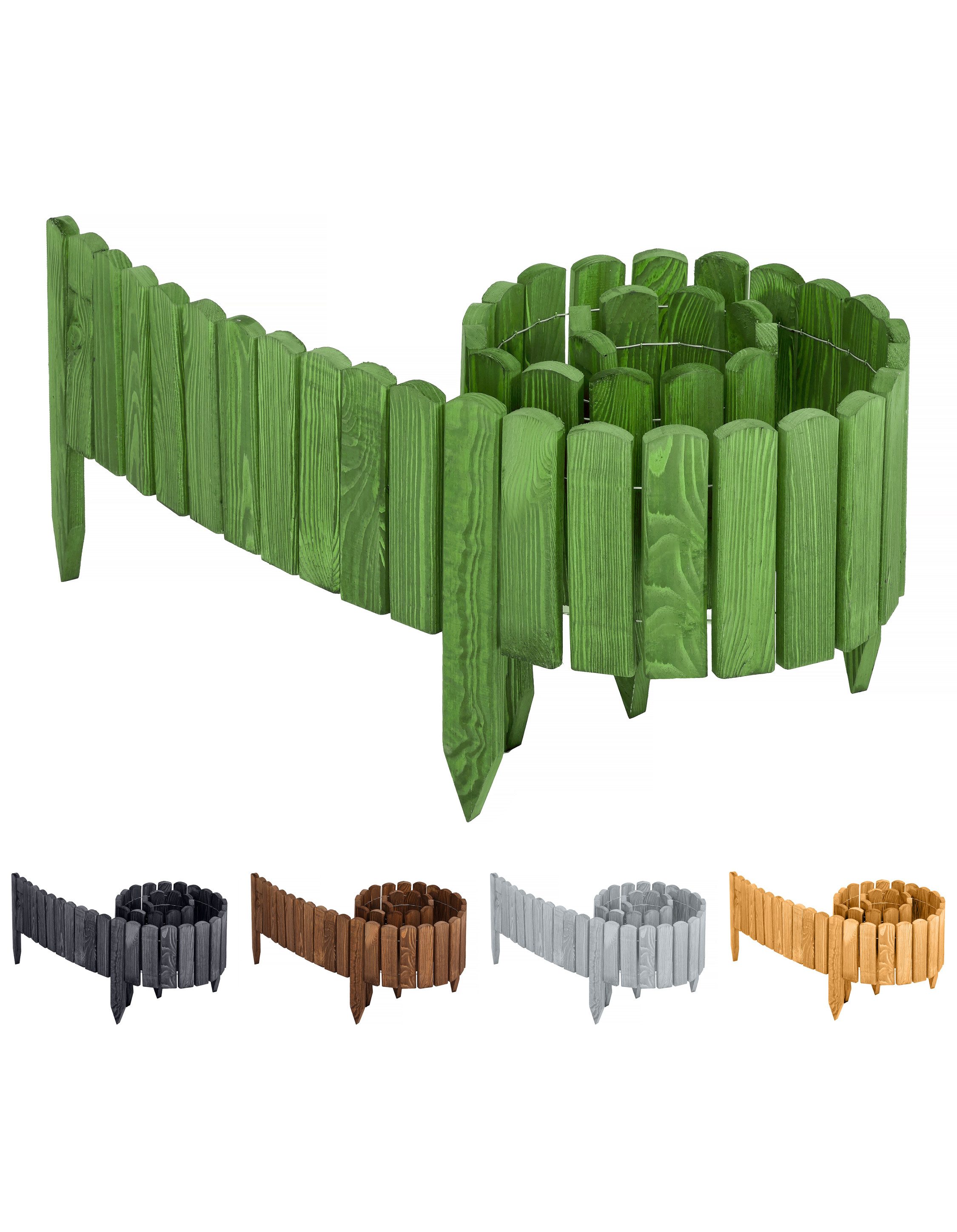 Garronda Rasenkante Beeteinfassung Holz Rollzaun Flexibler Rollborder Länge: 2m GD-0046, LxH: 2x8 cm – Bild 2 von 5
