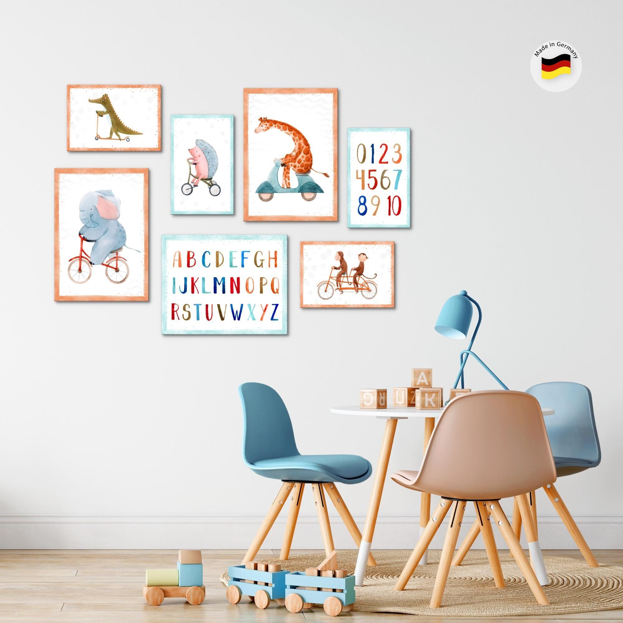 Novart Wandbild Tiere ABC AUFHÄNGFERTIG Zirkus Kinderzimmer Mädchen Junge 7 N020971a, 110L x 73B cm