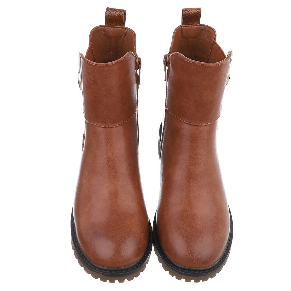 Ital-Design Stylischer Damen-Stiefel mit Komfort und eleganten Details Chelseaboots (90482594) Blockabsatz Stiefeletten in Camel