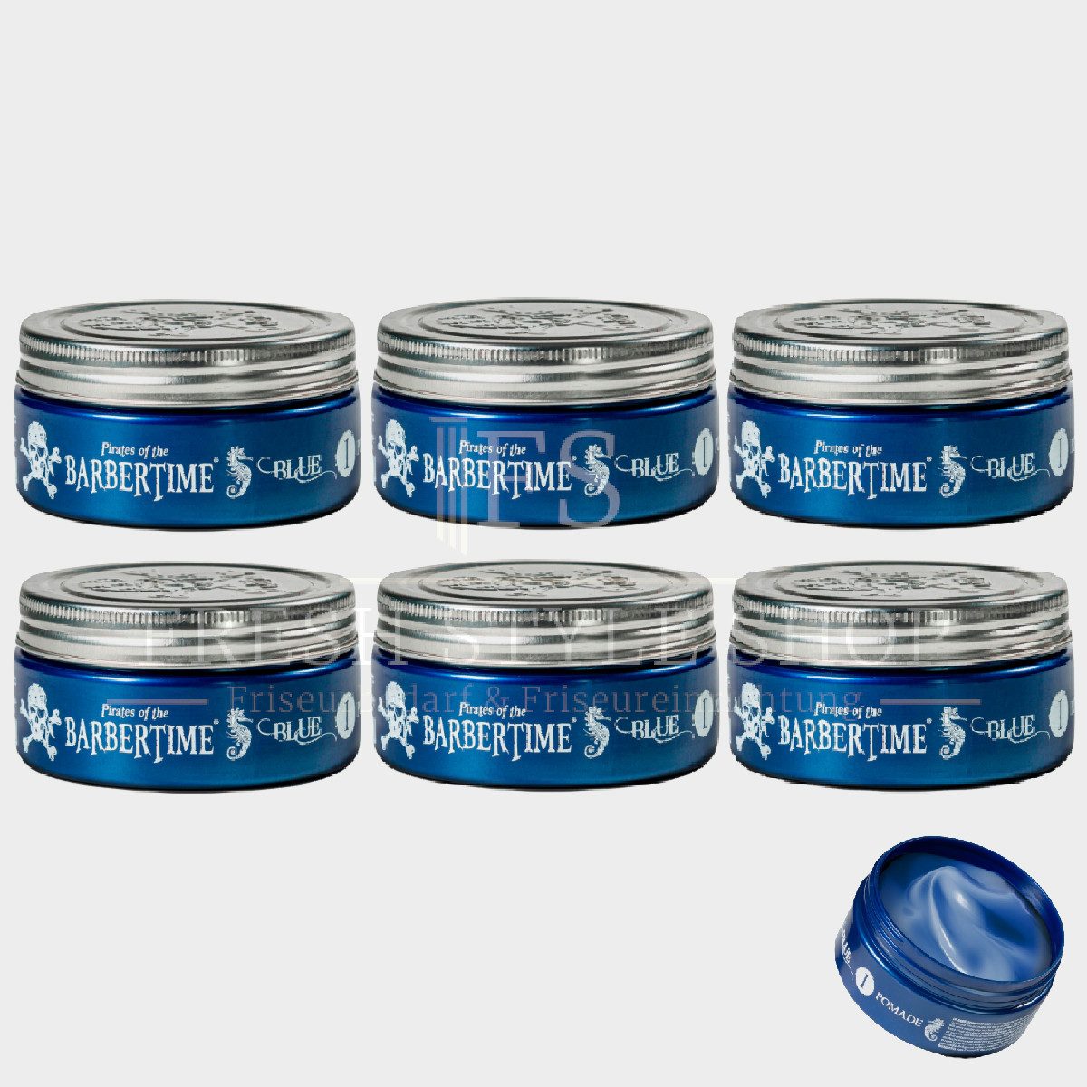 BARBERTIME Haarwachs 6x Haarpomade Hair Pomade Styling Pomade 150ml Blue, 6-tlg.