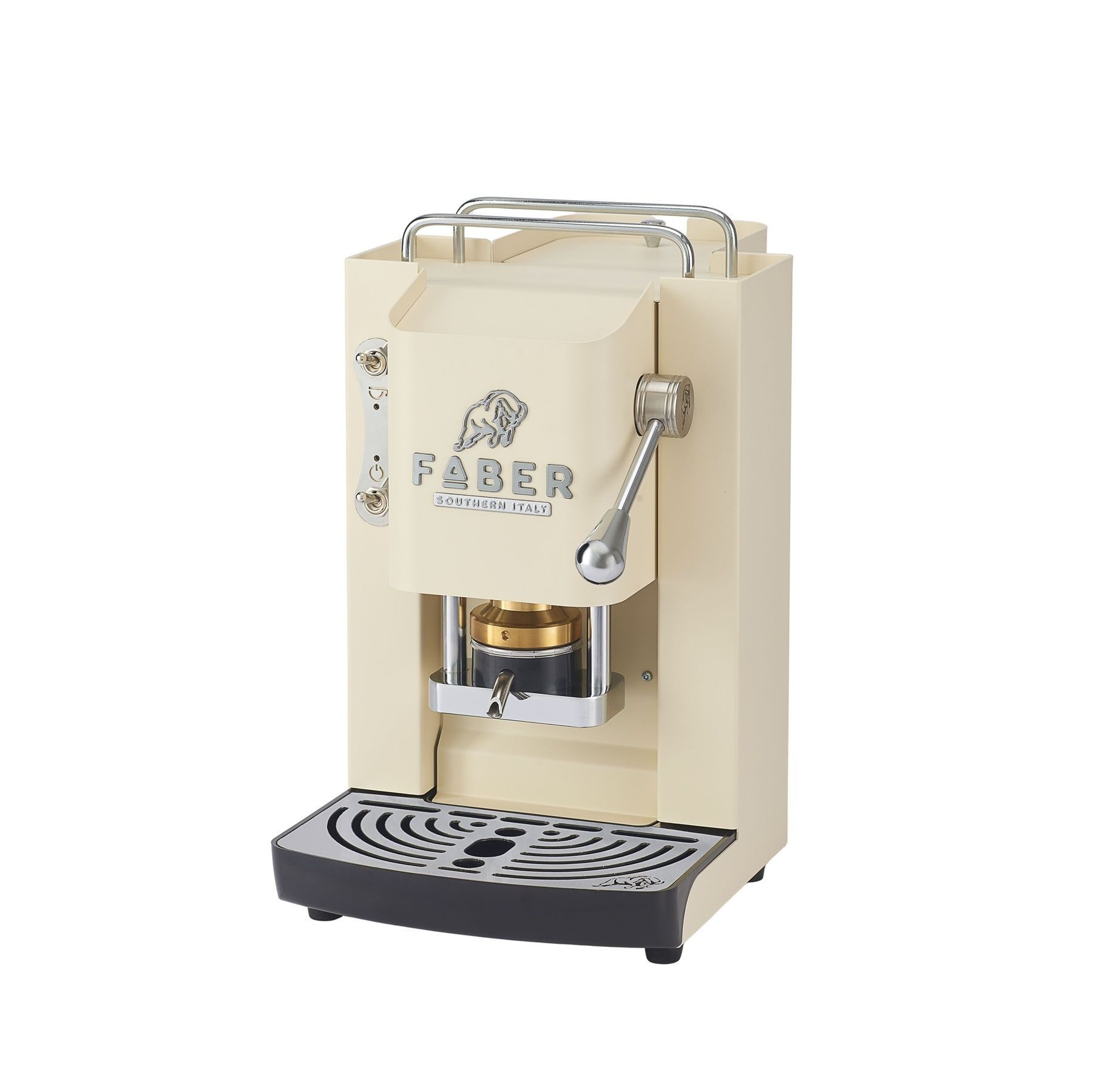 Faber Coffee Machines Kaffeepadmaschine Pro Deluxe 3.0 Chrom Espressomaschine, 44mm ESE Pads, Chrom-Details mit hochwertigem 3D-Logo