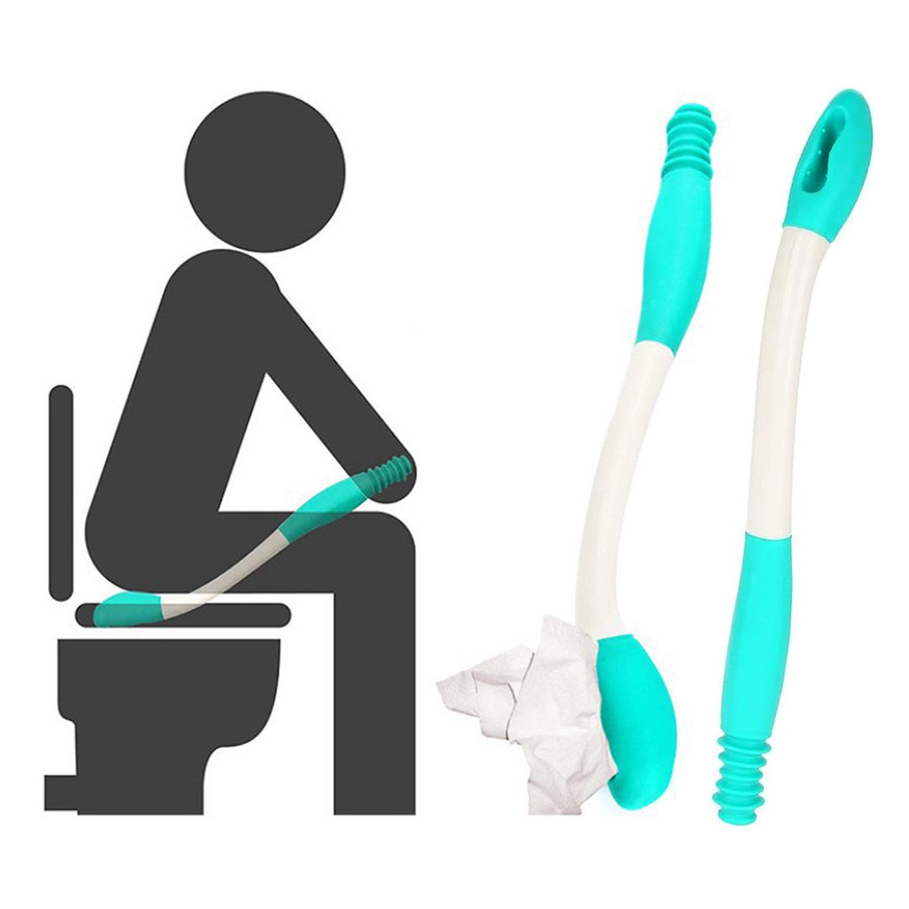 Mutig Haltegriff 2 Stück Abwischhilfe für Po - Toilettenhilfe zum Abwischen des Gesäßes, WC-Hilfsmittel für Senioren, 38cm Lange Reichweite Comfort Wipe