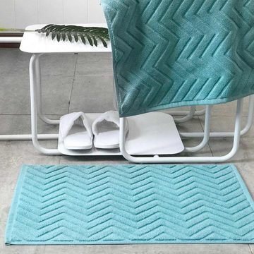 Badematte Intirilife, Badvorleger Badteppich Duschmatte in Blau, Baumwolle, für trockenen Boden in Bad Waschküche und WC