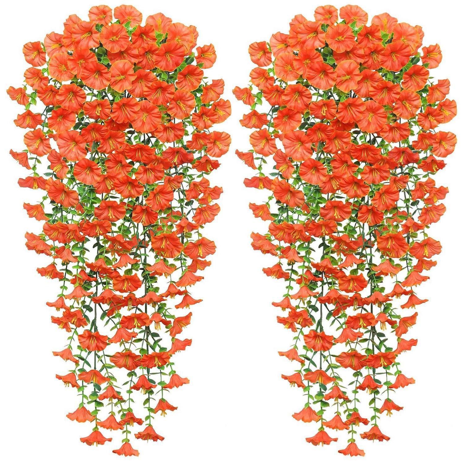 Kunstblume Künstliche Hängepflanze Orange 60cm 2 Stück, LuxusKollektion