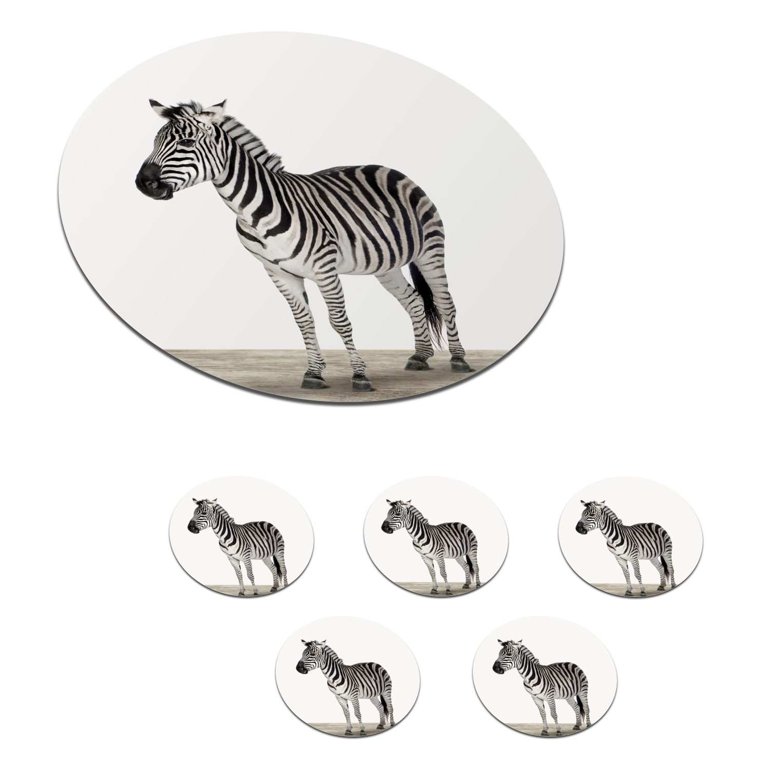 MuchoWow Glasuntersetzer Tiere - Zebra - Schwarz - Weiß, Zubehör für Gläser, 6-tlg., Getränkeuntersetzer, Tassenuntersetzer, Korkuntersetzer, Tasse, Becher