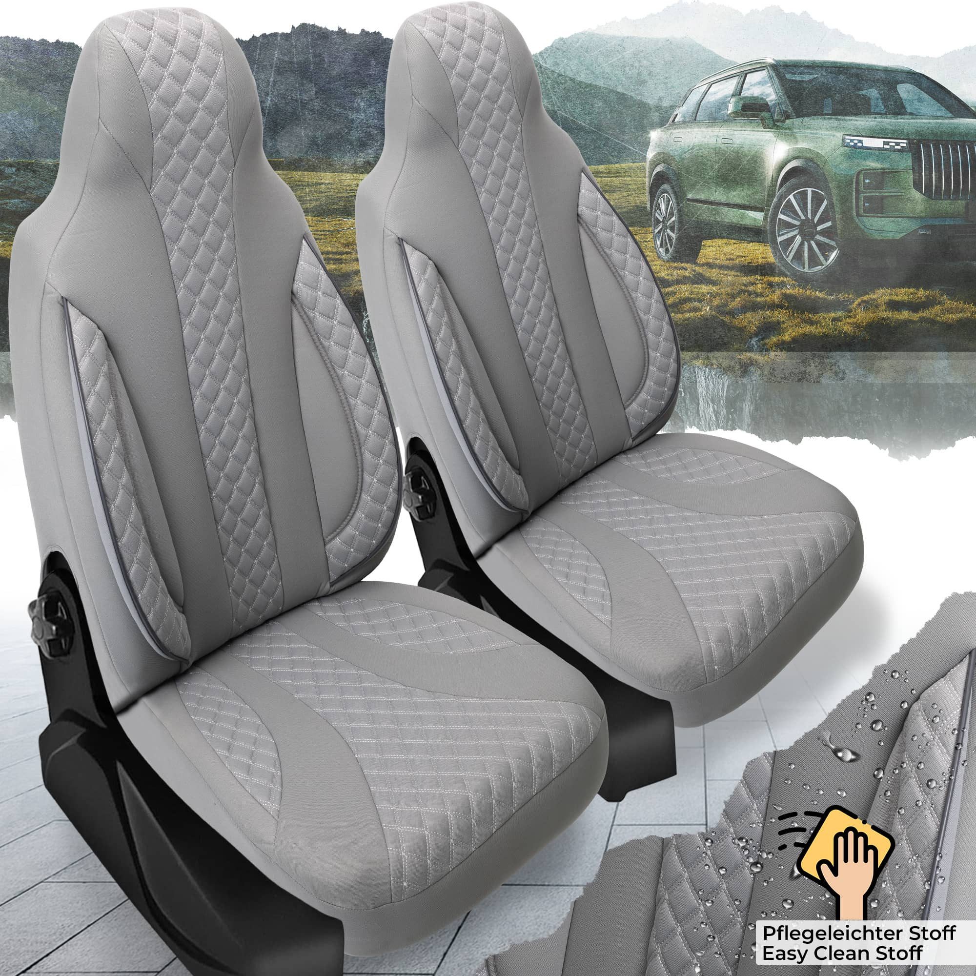 BREMER SITZBEZÜGE Autositzbezug für Seat Tarraco Bj ab 2018 (PL409), Set, 2-tlg., Schonbezüge Sitzbezüge Fahrer und Beifahrer, in Grau