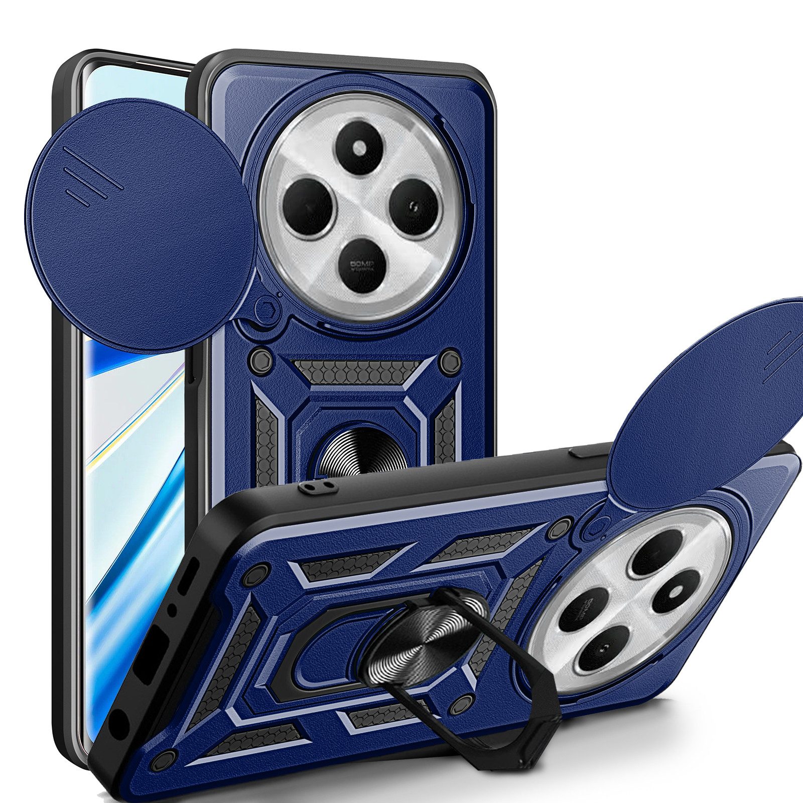 betterfon Handyhülle Outdoor Panzer Hülle für Xiaomi Redmi 14C / Poco C75 Kameraschutz, Panzerhülle Stoßfeste Hybrid-Hülle mit Ringhalter Smartstand-Funktion