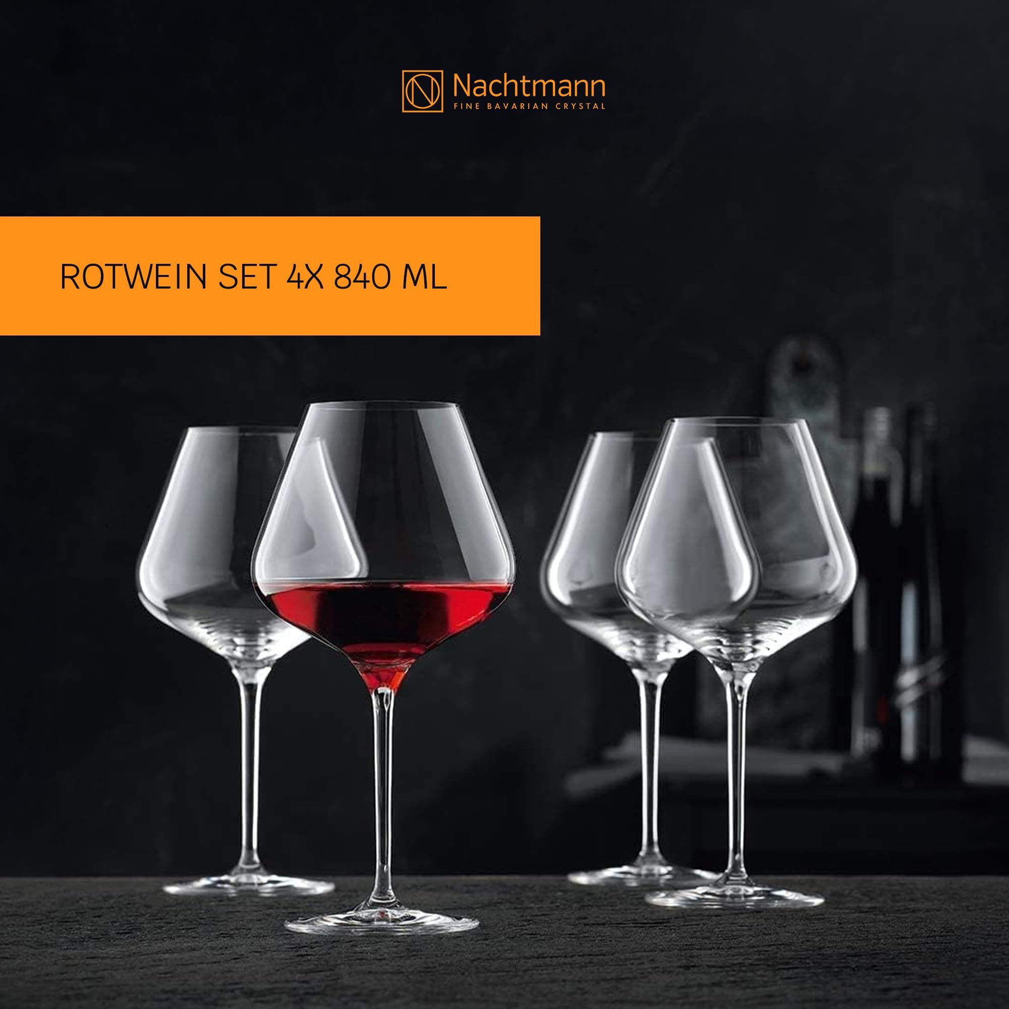 Nachtmann Rotweinglas ViNova Burgundergläser 840 ml 4er Set, 4-tlg., Kristallglas