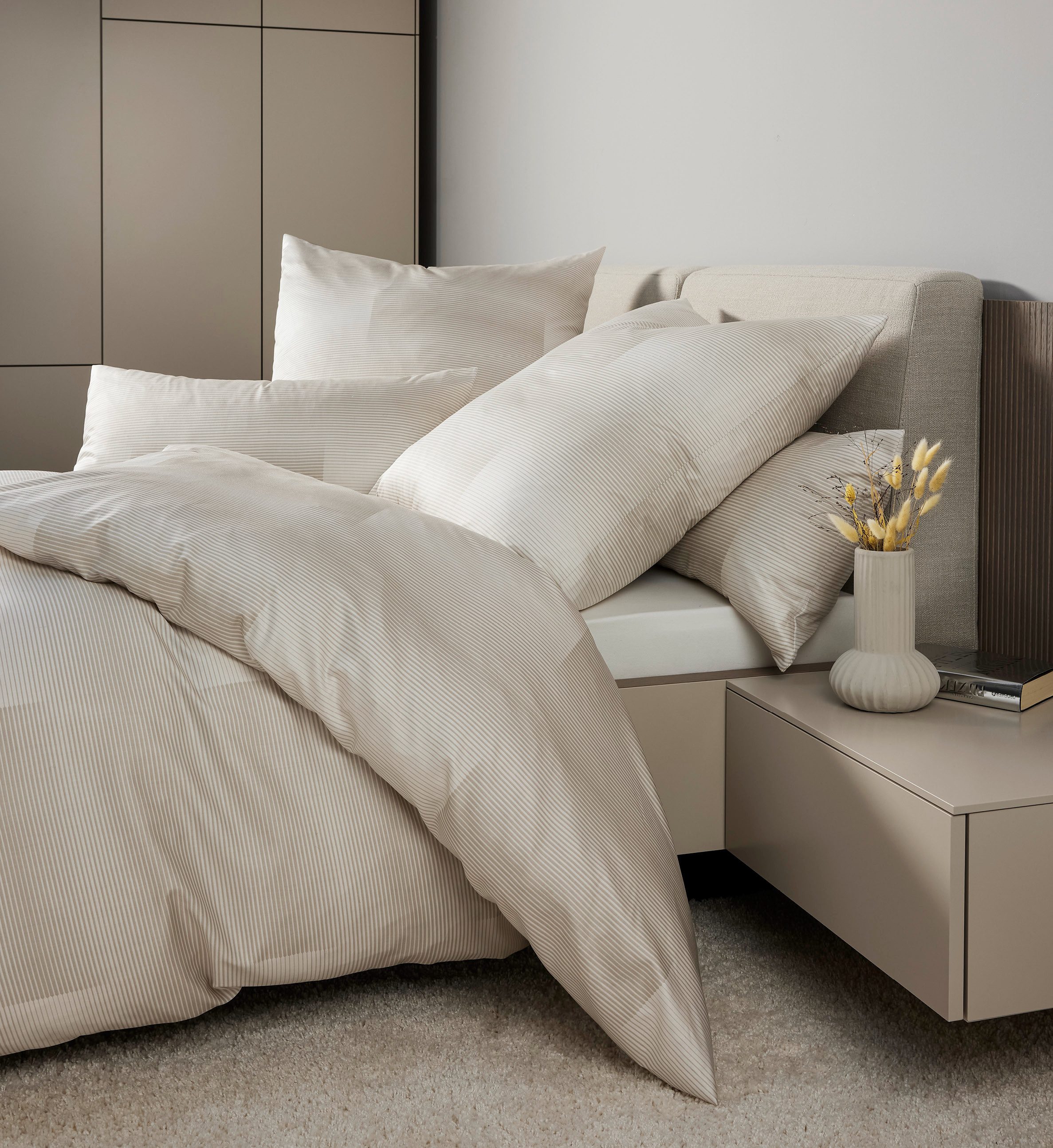 Janine Janine Mako-Satin Bettwäsche MILANO 45105 beige Größe:  155x200 cm + günstig online kaufen