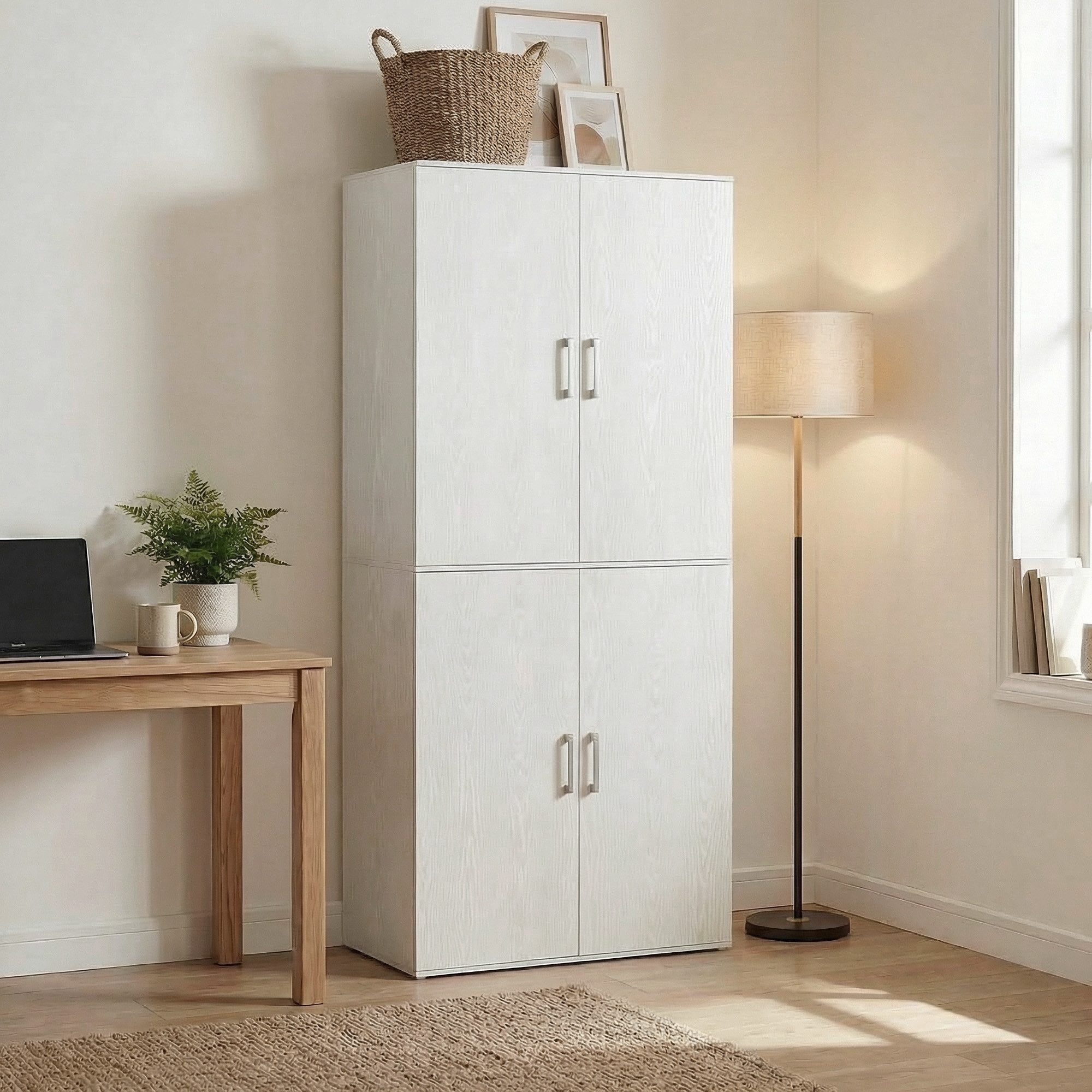 SONGMICS Aktenschrank Mehrzweckschrank, mit 5 Ablagen, Büroschrank, Aufbewahrungsschrank Kleiderschrank, mit Griffen, Holzspanplatte, 60/80 x 180 cm