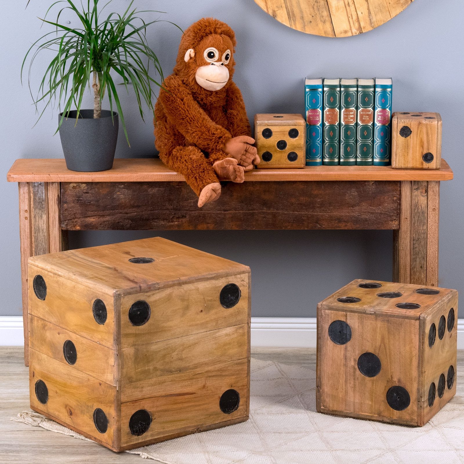 CREEDWOOD Skulptur HOLZ WÜRFEL "GAME 12", Massivholz, 12cm, Blumenhocker Würfel Optik