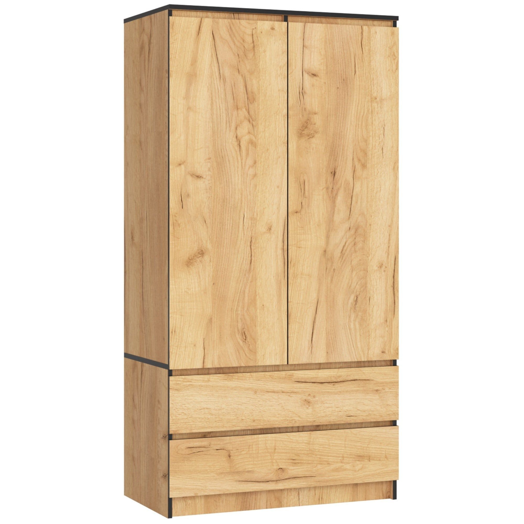 Raumhirsch Furniture Kleiderschrank Modernes Möbelstück in Eiche - Praktischer Stauraum - Kleiderschrank Robuster Kleiderschrank, Soft-Close, 90x180x51 cm
