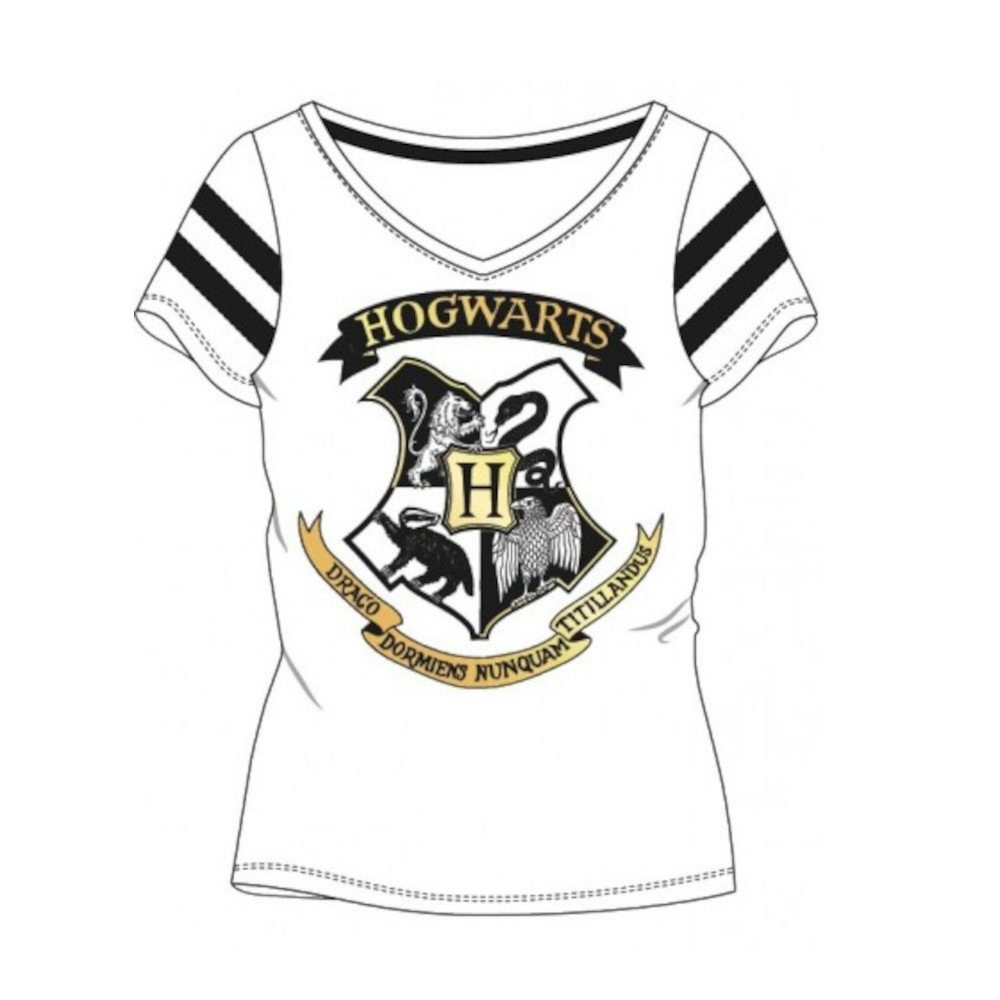 Harry Potter T-Shirt Harry Potter Hogwarts Wappen Damen T-Shirt, weiß, XS-XL