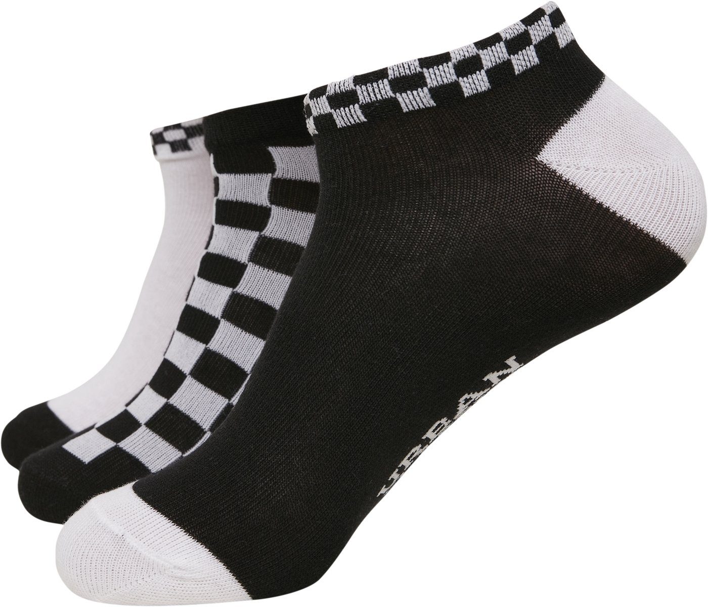 URBAN CLASSICS Freizeitsocken Accessoires Sneaker Socks Checks 3-Pack (1-Paar) black/white