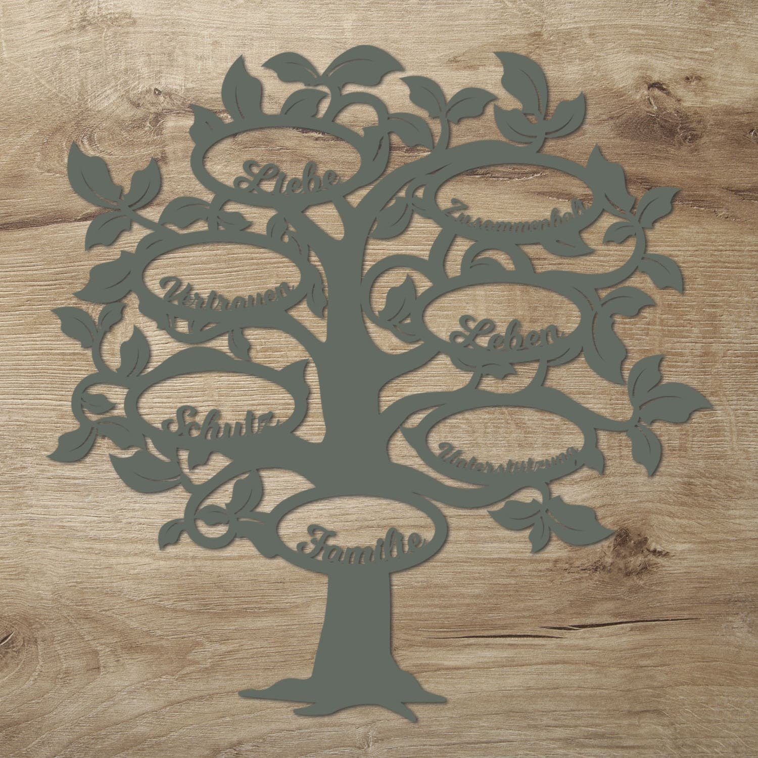 Namofactur 3D-Wandtattoo Holz Wandbild 'Familie Baum' Wanddeko, Wanddekoration Familien Stammbaum, Wandgestaltung für dein Wohnzimmer