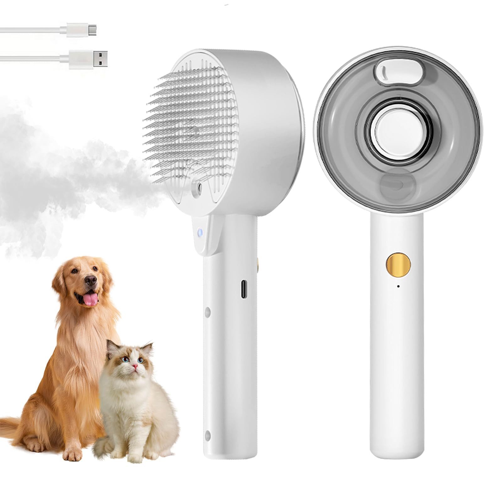 Fellbürste Katzenbürste Mit Dampf, 4 in 1 Haustier-Spray-Massagekamm Katzenbürste