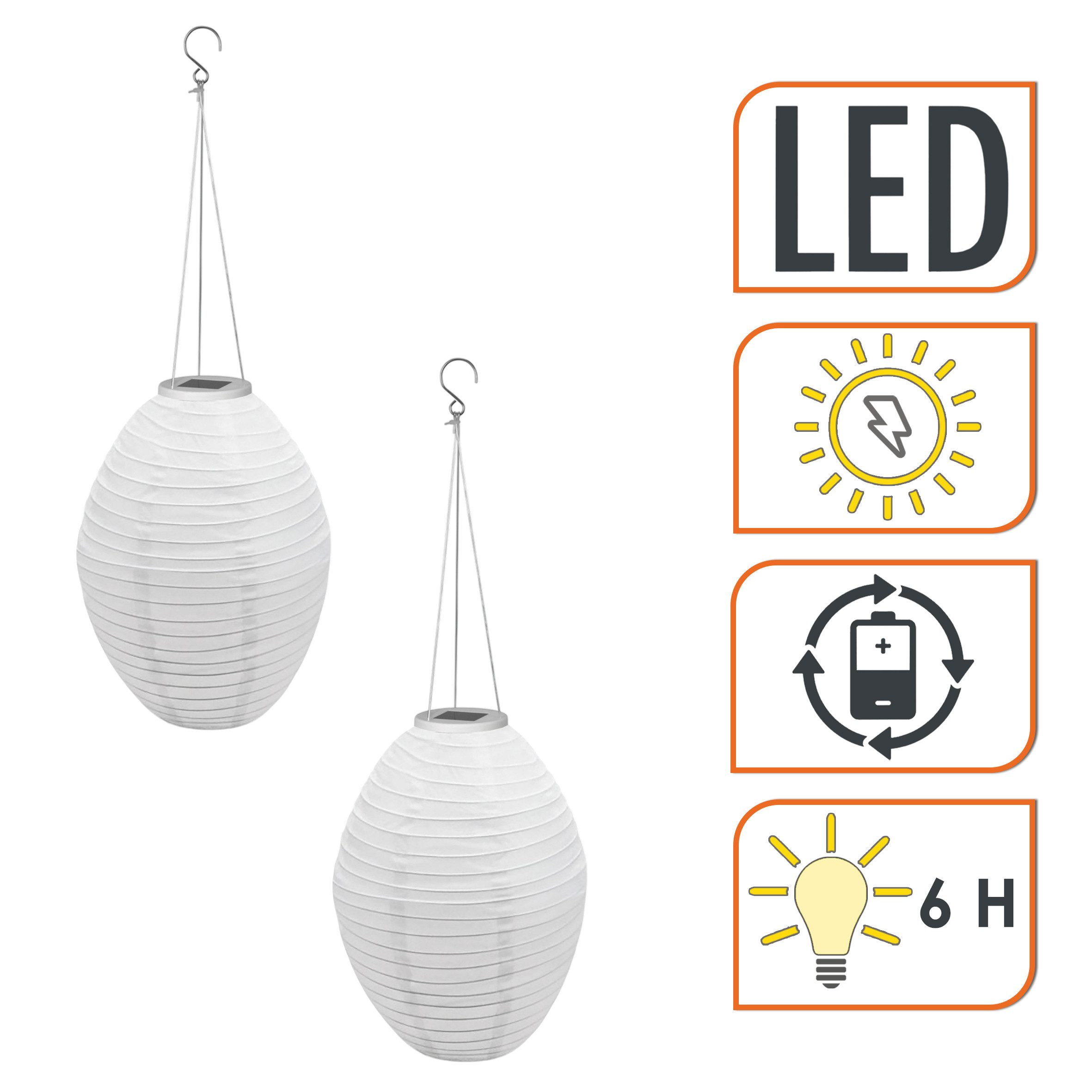 Spetebo LED Solarleuchte LED Solar Lampion - Garten Deko Beleuchtung warm weiß, Solar betrieben, LED fest integriert, warm weiß, Automatische Einschaltung bei Dämmerung