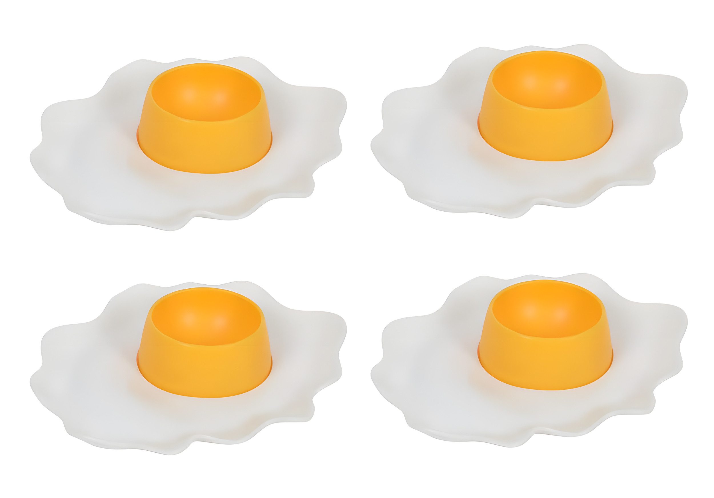 Kitchen Tools Eierbecher 4x EIERBECHER "Spiegelei" aus Kunststoff mit Ablage Eierständer 61, Eierhalter Eierbehälter Eierdop