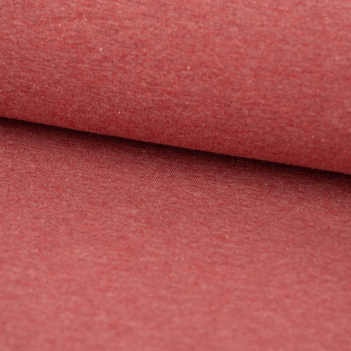 SCHÖNER LEBEN. Stoff Baumwolljersey Melange Jersey einfarbig rot meliert 1,45m Breite, allergikergeeignet