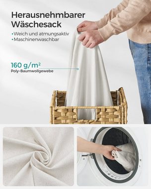 SONGMICS Wäschekorb, mit Griffen, faltbar, Wäschesack herausnehmbar, 90 L