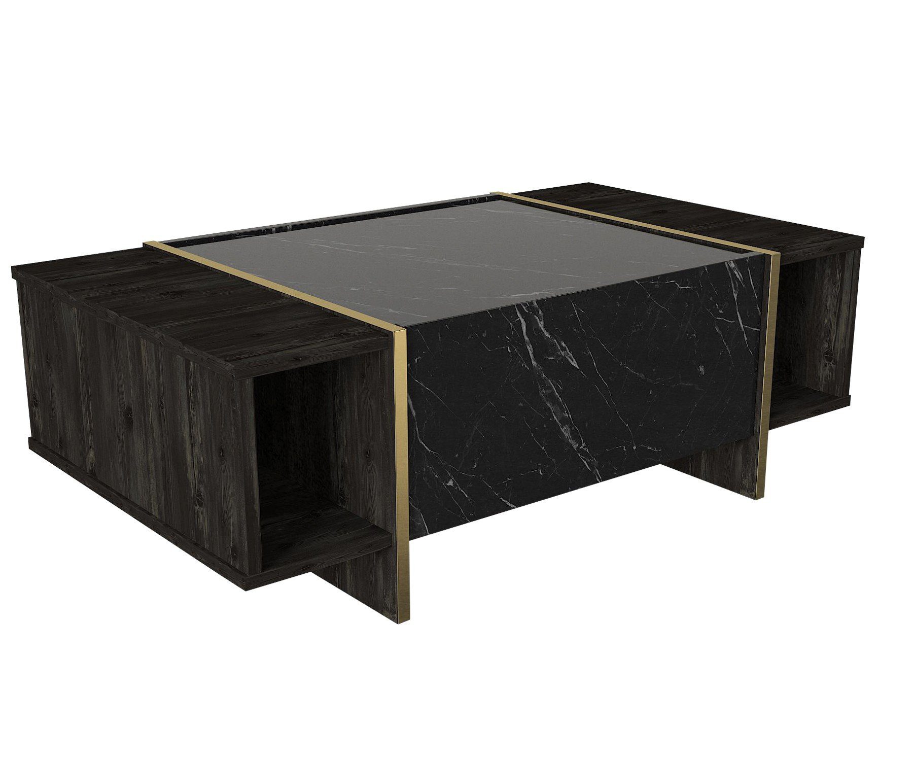 Skye Decor Couchtisch Marmor (1 Tisch), Breite 104 cm, mit Stauraum in Schwarz Gold Marmor Optik