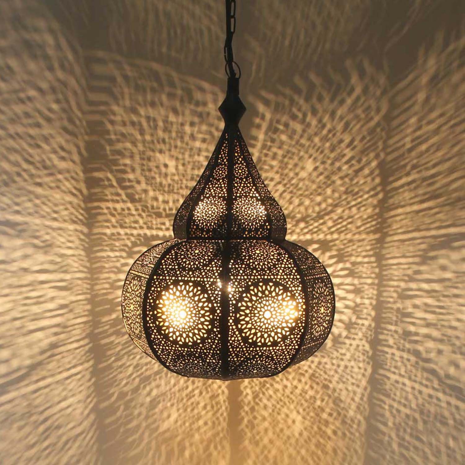 Casa Moro Deckenleuchten Orientalische Lampe Tayma Gold mit Baldachin & Hängekette, LN3030, ohne Leuchtmittel, Weihnachtsleuchte