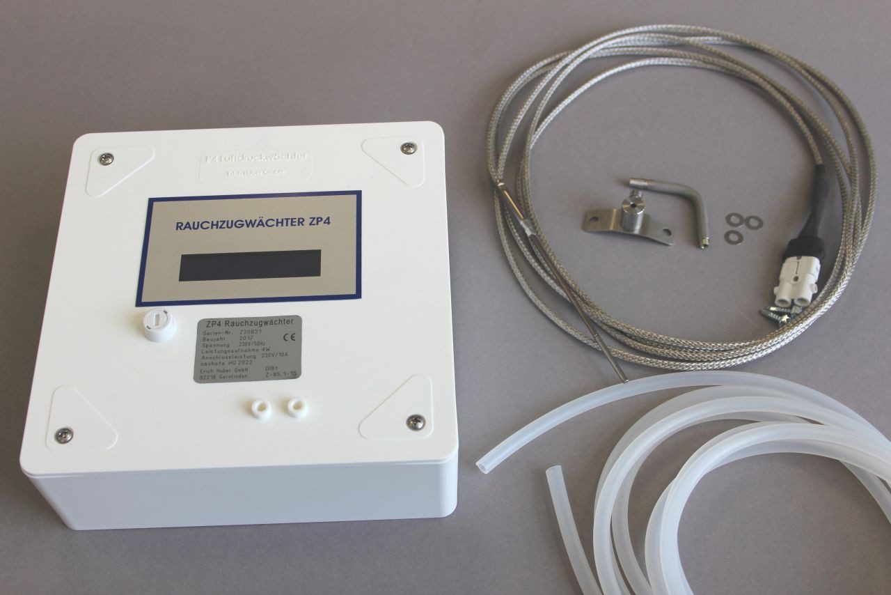 Erich Huber Feinwerktechnik Luftdruckmessgerät Rauchzugswächter ZP4 Aufputz Display-Ausführung Komplett-Set