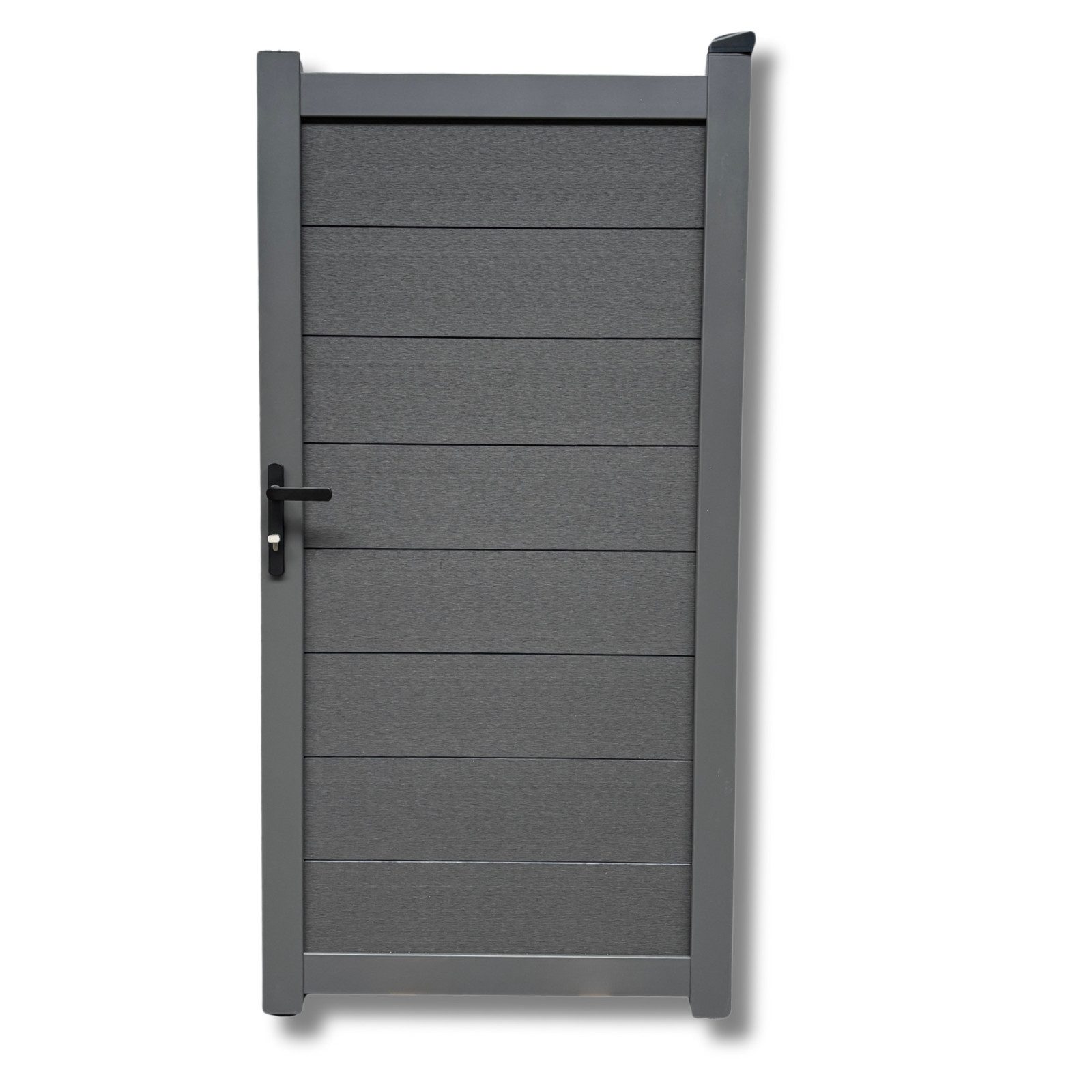 WPC Profi Zauneinzeltür Aluminium Garten Zaun Tor Gartentor Alu Rahmen Anthrazit 90X180 cm, (Komplettset, mit Befestigung, Schloss, Anschlagschiene)