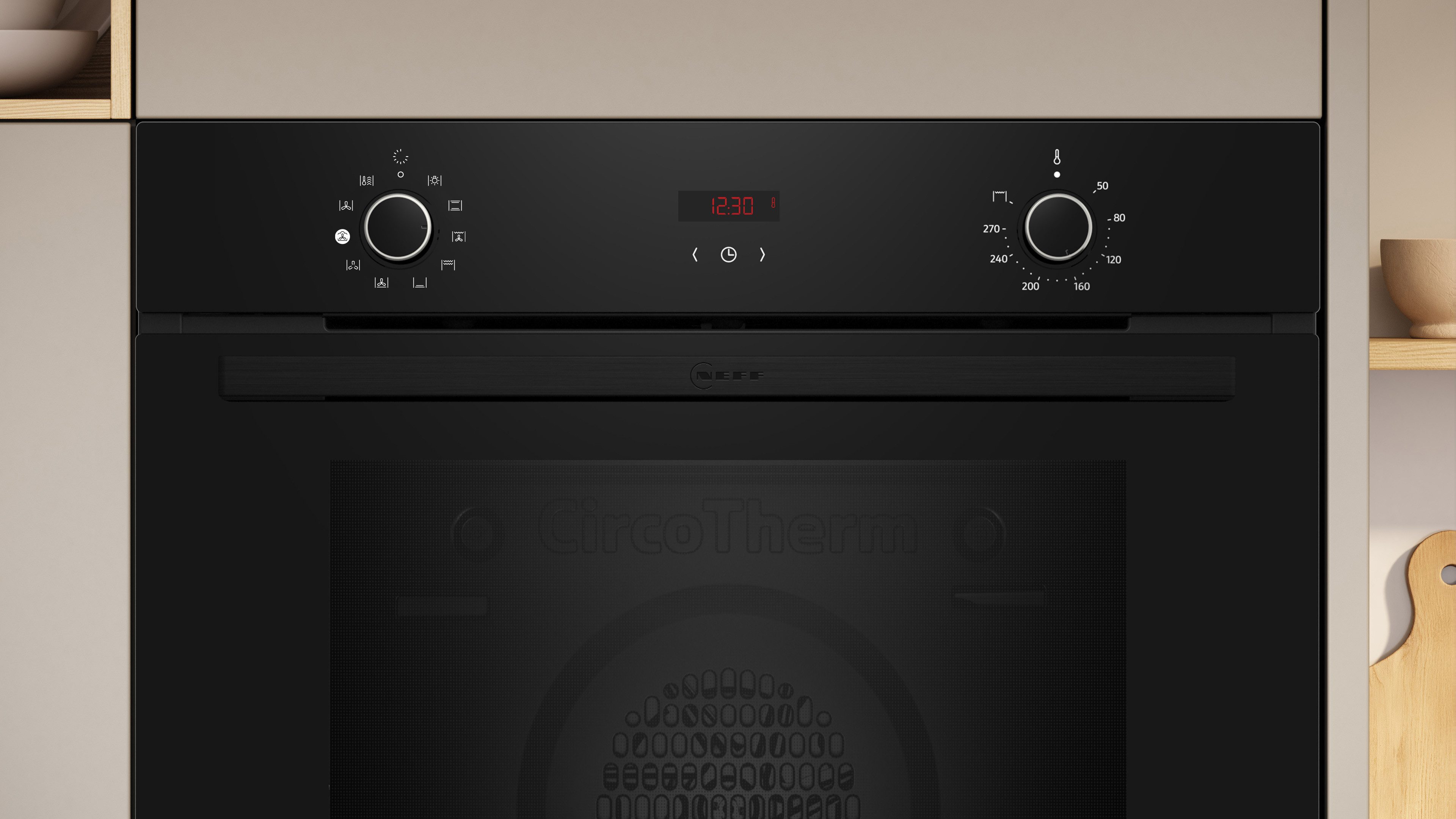 NEFF Einbaubackofen N 30 B1CVD0AK3, mit Teleskopauszug nachrüstbar, Hydrolyse, Base Steam für Knusprigkeit & schnelle EasyClean-Reinigung