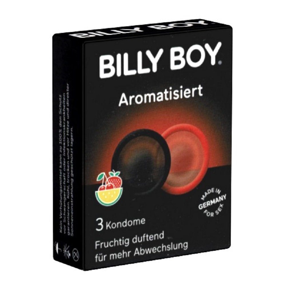 Billy Boy Kondome Aromatisiert (bunte Kondome mit Geschmack) aromatisierte Kondome, Packung mit, 3 St., Kondome in verschiedenen Farben, fruchtige Kondome für leckeren Oralverkehr