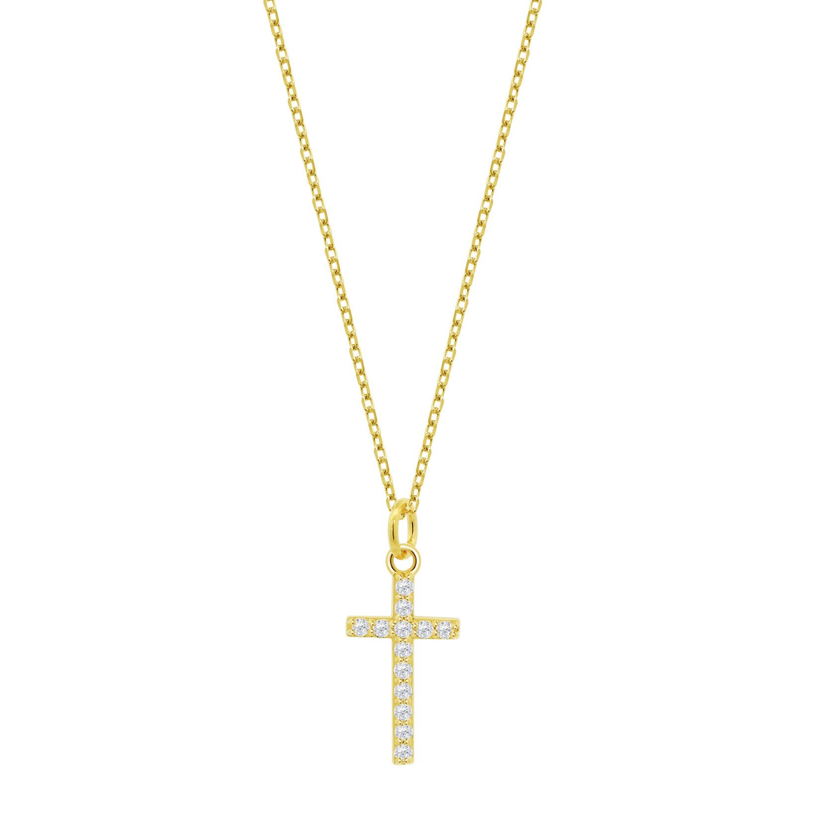 Lotus Kette mit Anhänger Silver Damen Halskette LP3066-1/2 Vergoldet Kreuz Zirkonia 42+3 cm