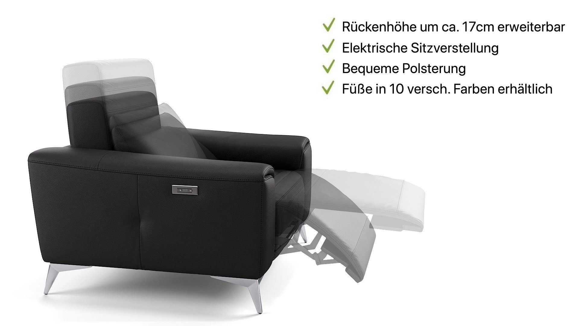 Grau 2-Sitzer BELLA 100 M: Leder Kinosofa in cm Sofanella Sofa - x Sofanella 234