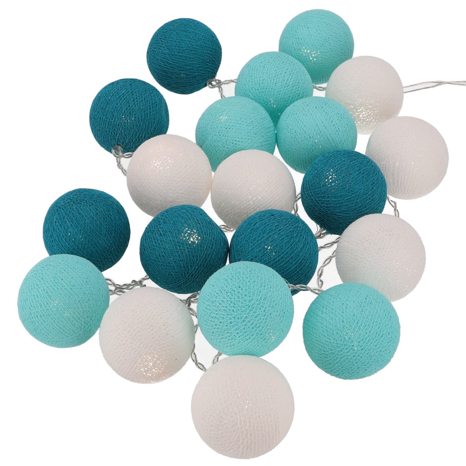 Guru-Shop LED-Lichterkette Stoff Ball Lichterkette 20`er LED Kugel Lampion..
