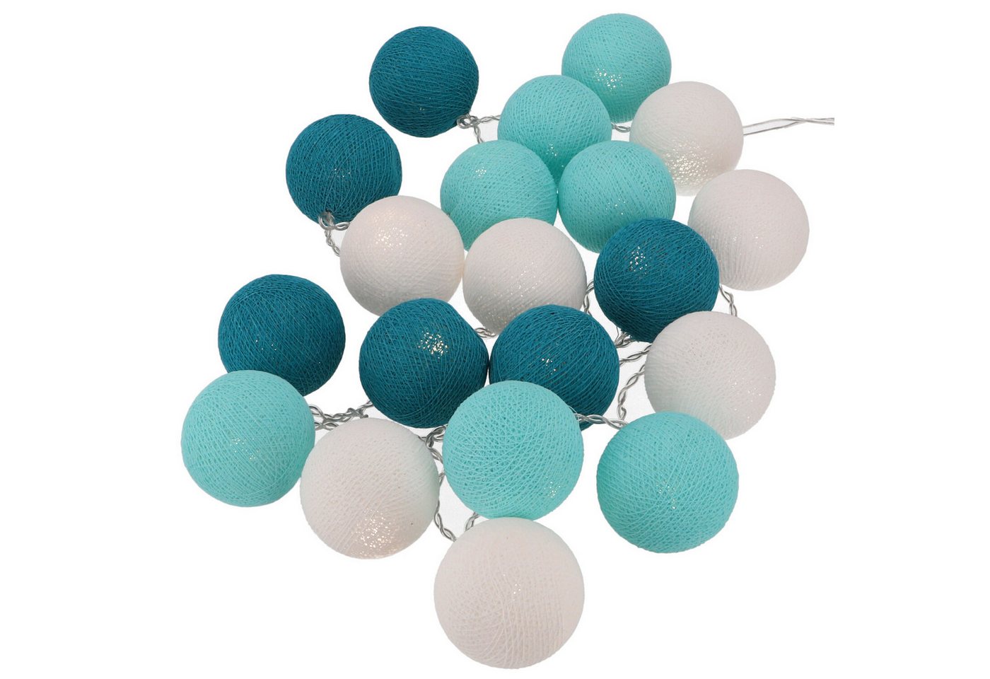 Guru-Shop LED-Lichterkette Stoff Ball Lichterkette 20`er LED Kugel Lampion..