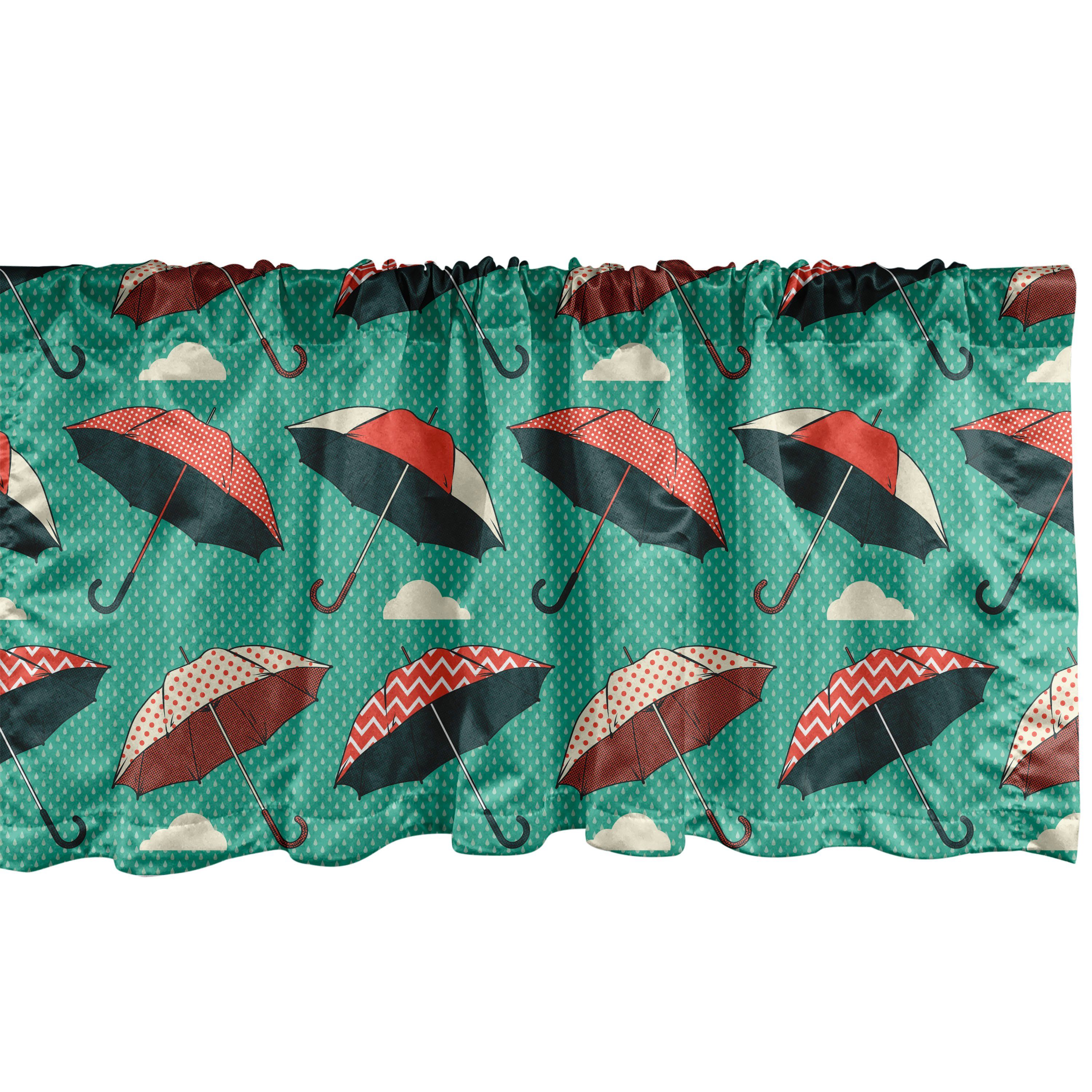 Scheibengardine Vorhang Volant für Küche Schlafzimmer Dekor mit Stangentasche, Abakuhaus, Microfaser, Regenschirm Rainy Pop-Art-Tupfen