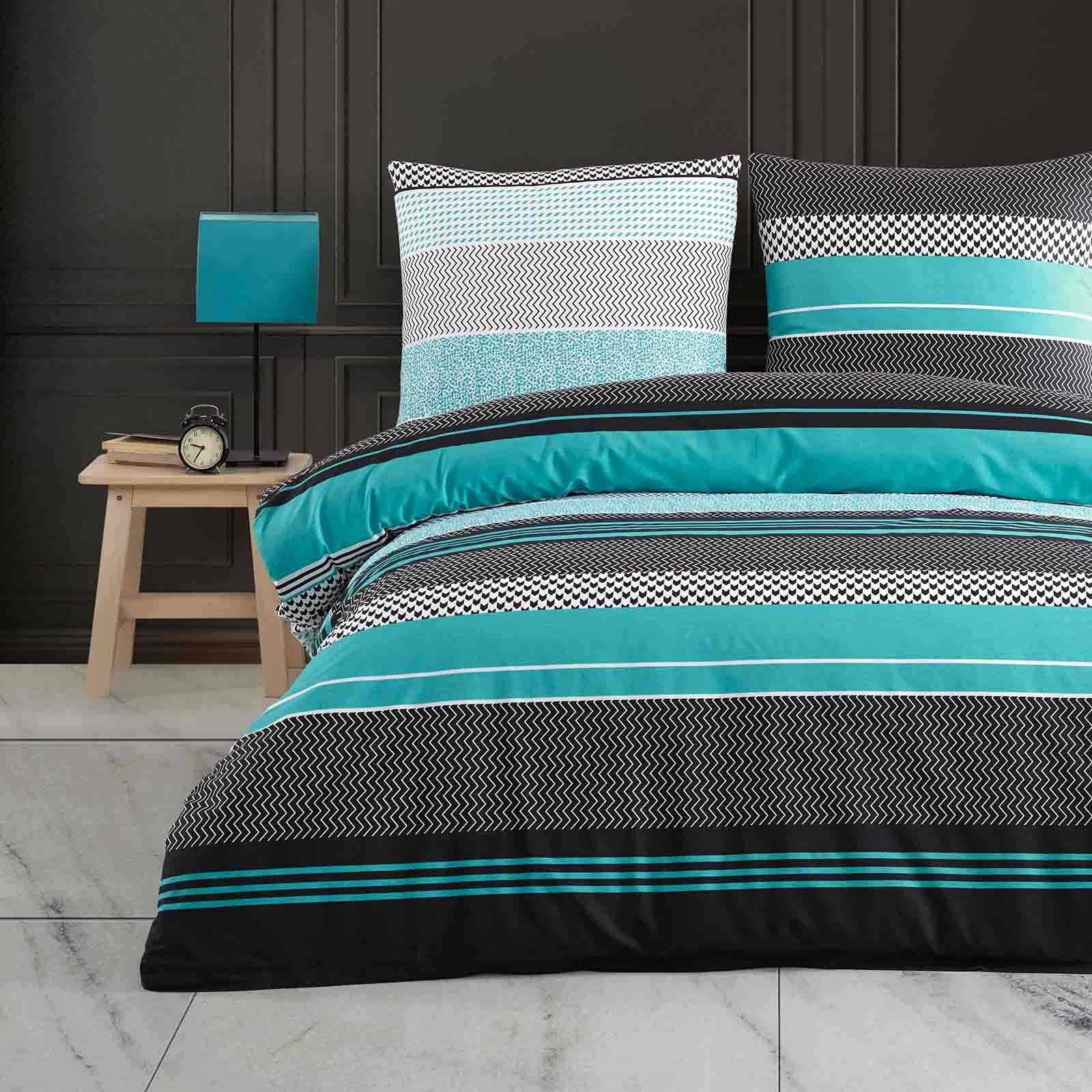 Buymax Постельное белье Zigo, Renforcé, 2 teilig, Bettbezug-Set 135x200 cm 100% Baumwolle mit Reißverschluss, Streifen