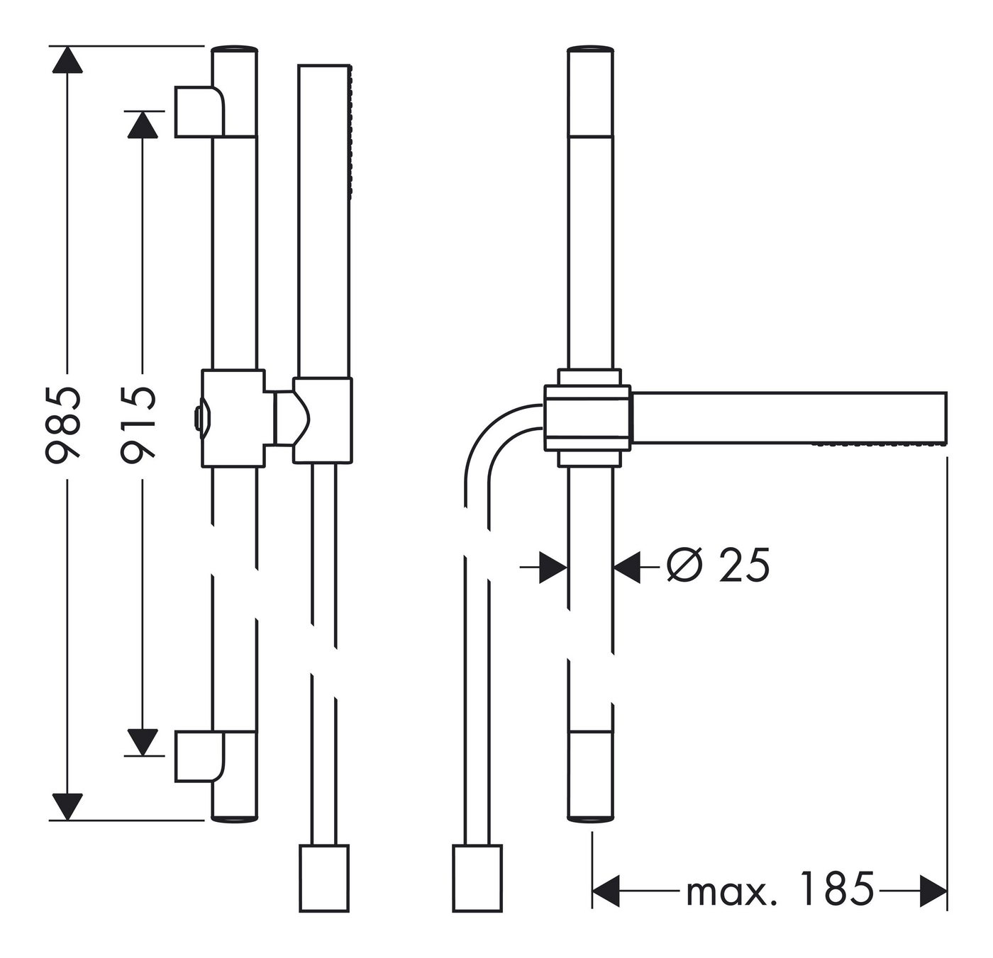 Thumbnail - hansgrohe Stangenbrause-Set Axor Starck, Höhe 98.5 cm, 1 Strahlart(en), Brauseset mit Stabhandbrause 1jet EcoSmart - Chr...