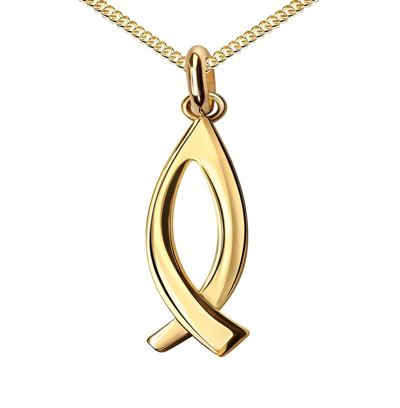 Kette mit Anhänger Fisch Anhänger 585 Gold