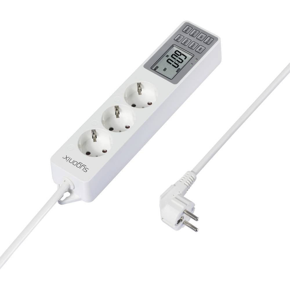 Sygonix 3fach Steckdosenleiste mit Zeitschaltuhr SY-4675078 Steckdosenleiste, mit Timer, programmierbar, erhöhter Berührungsschutz