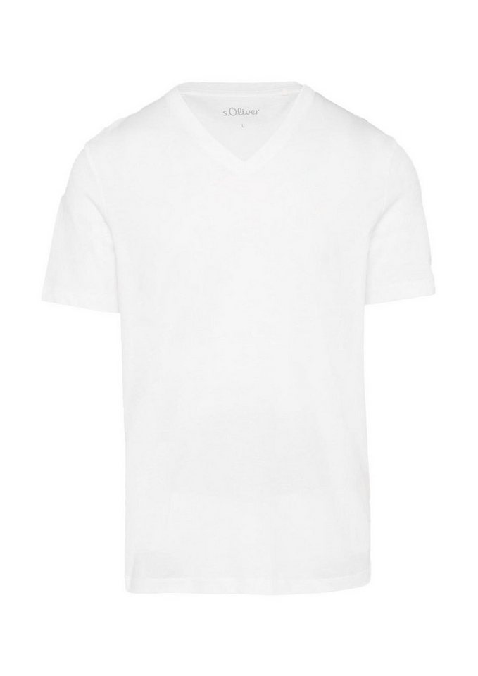 s.Oliver T-Shirt V-Ausschnitt, mit Logo auf der Brust